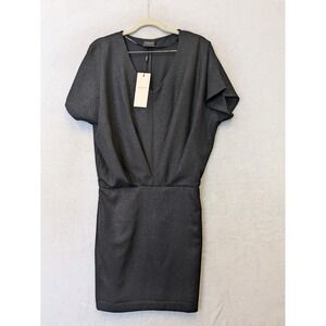 Selected Femme Women's Size L Black Dress Shimmer Metallic V-Neck